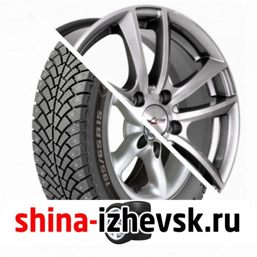 Колесо в сборе BF Goodrich G Force Stud 205/55 R16 Q 94 + X-trike X116 6.5xR16 5×112 ET45 DIA57.1 Темно-серебристый с полированной лицевой частью в Ижевске